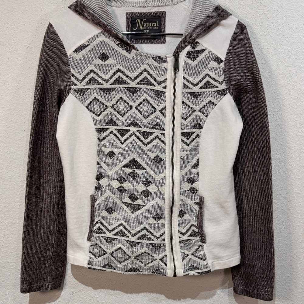 Natural Reflections Textured Knit hoodie Sweater size Small Petite